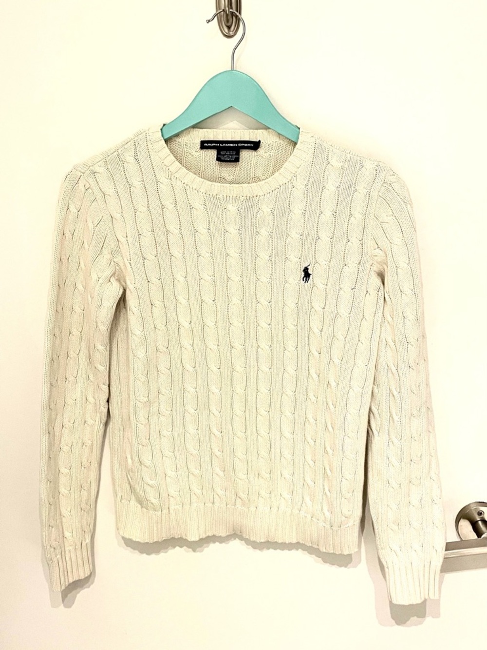 Ralph Lauren Ivory Cable-Knit Crewneck Sweater